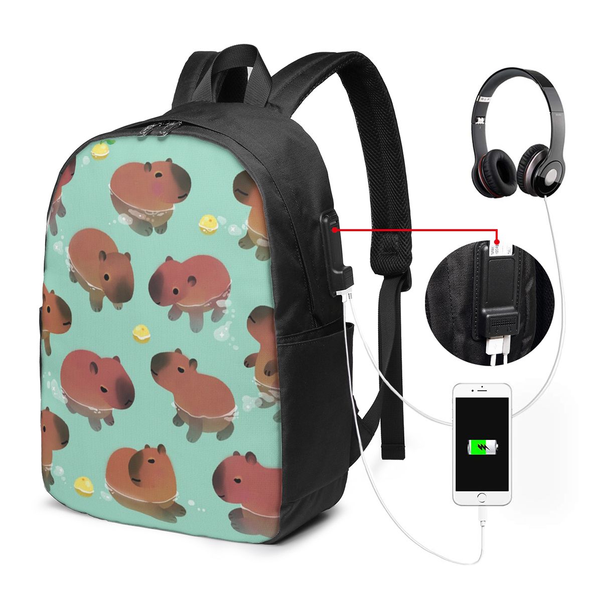 Women Bags Laptop - Tas Ransel Pola Hewan Capybara Tas