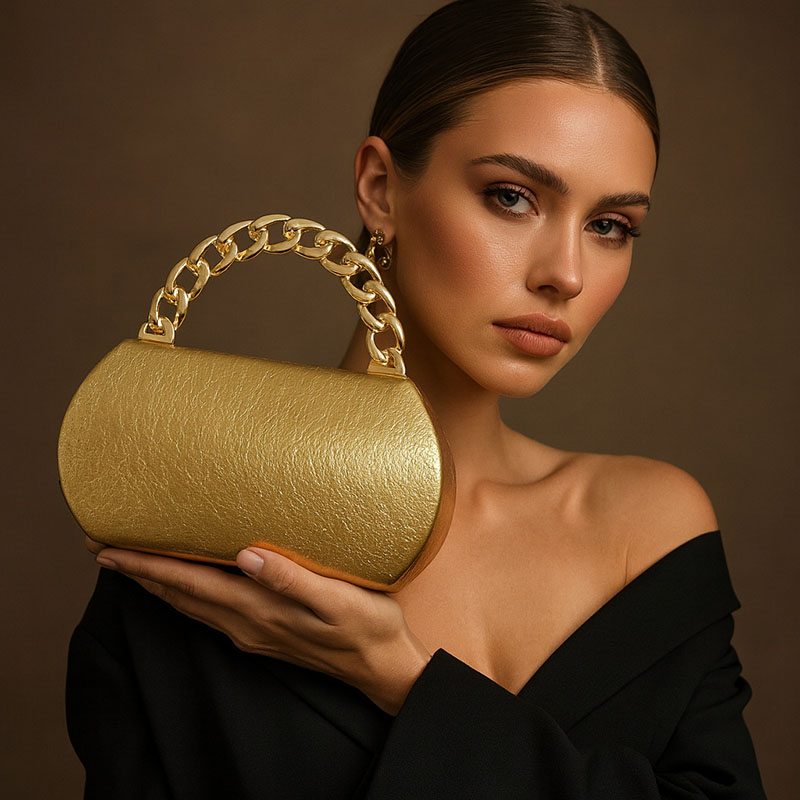 Women Bags Gold - Tas Selempang Wanita Mewah Model Kotak