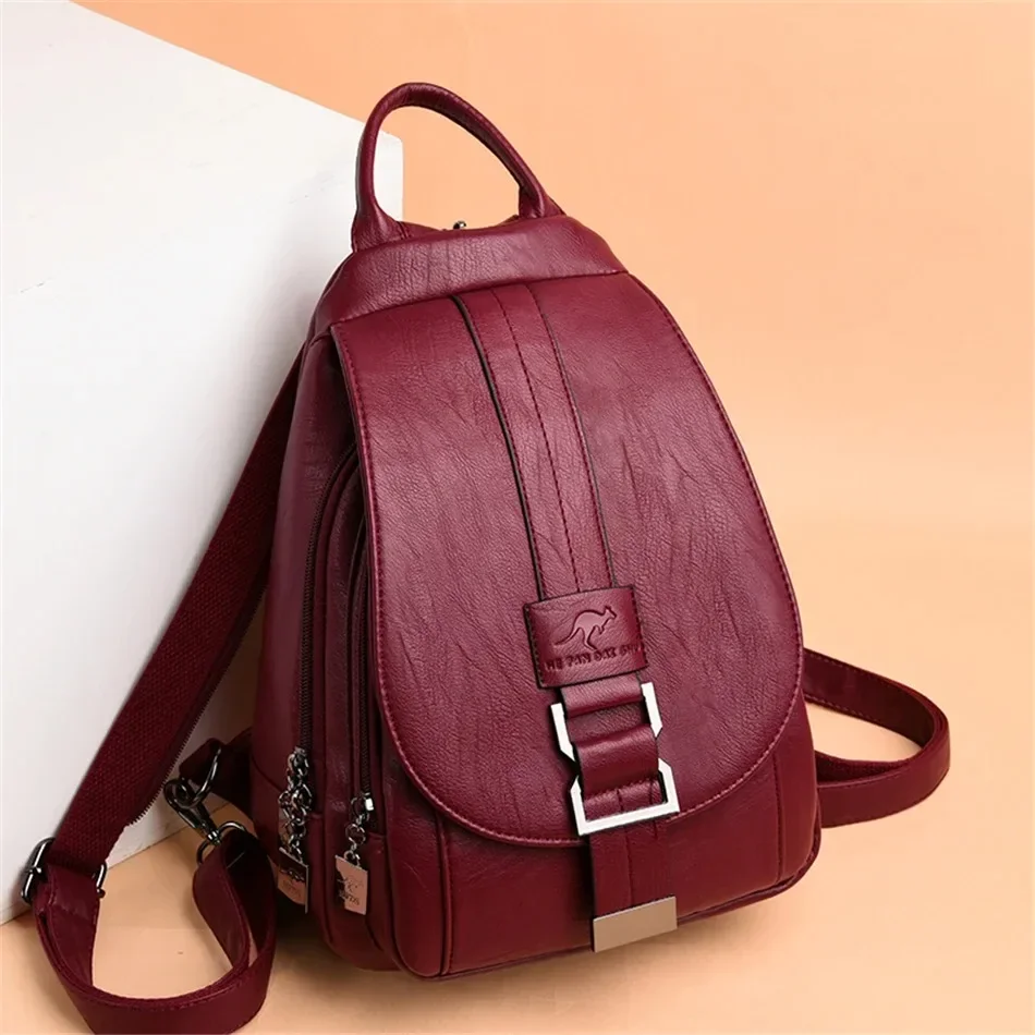 Women'S Kangaroo Bags - Ransel kulit wanita multifungsi ransel Vintage