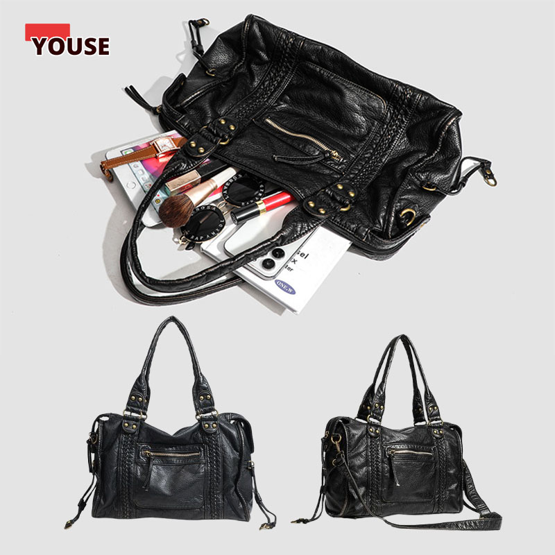 Women Bags Gold - Tas Tote Kulit Lembut Dicuci Vintage