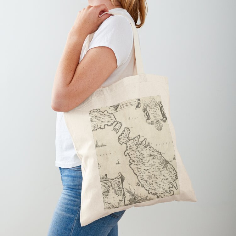 Women Bags Malta - Vintage Malta Map (1698) Tas Jinjing