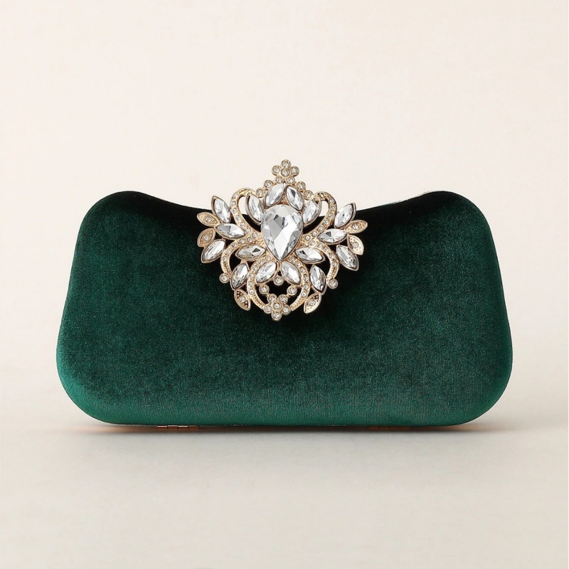 Tas Clutch Beludru Hijau Tua T - Women Bags Gold ulasan dan harga