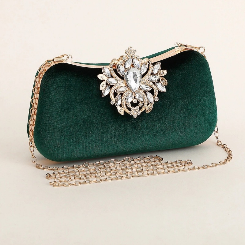Tas Clutch Beludru Hijau Tua T - Women Bags Gold ulasan dan harga