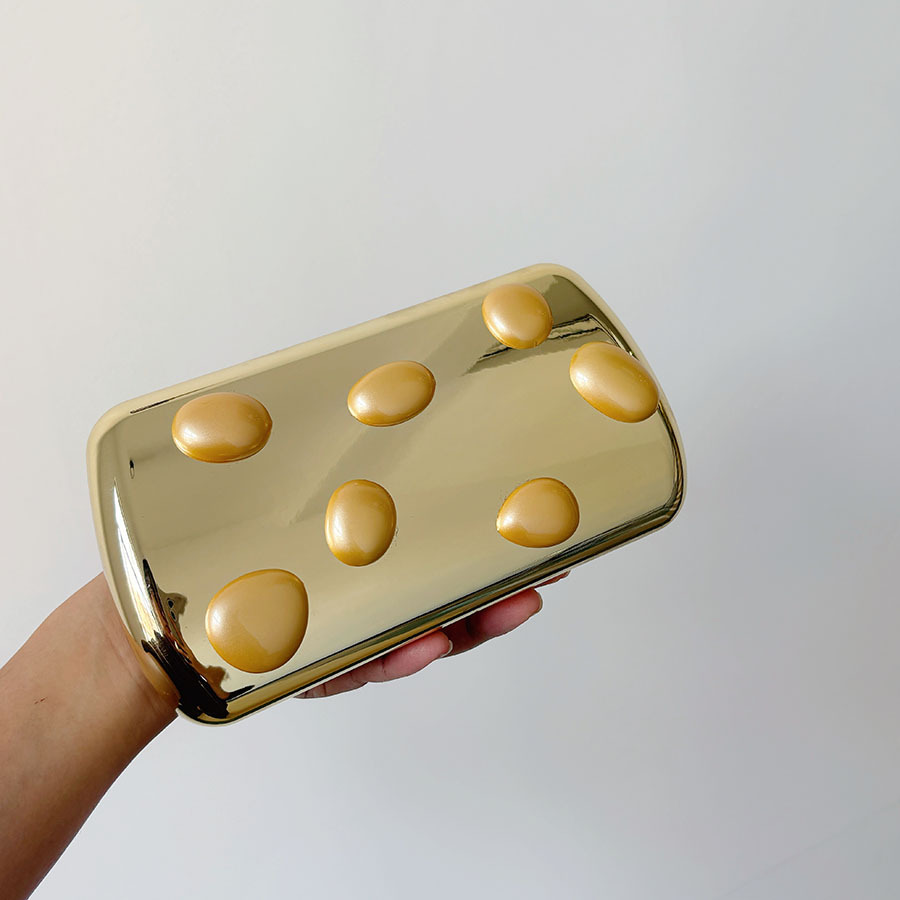 Tas Clutch Kotak Kulit PU Emas - Women Bags Gold ulasan dan harga