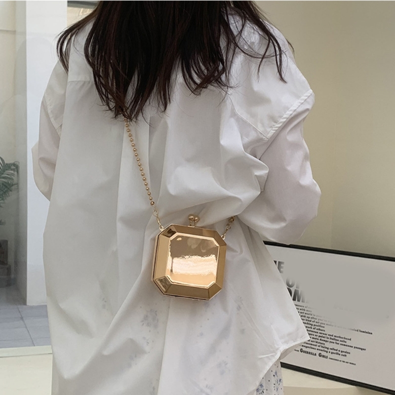 Tas Selempang Kotak PVC Kecil  - Women Bags Gold ulasan dan harga